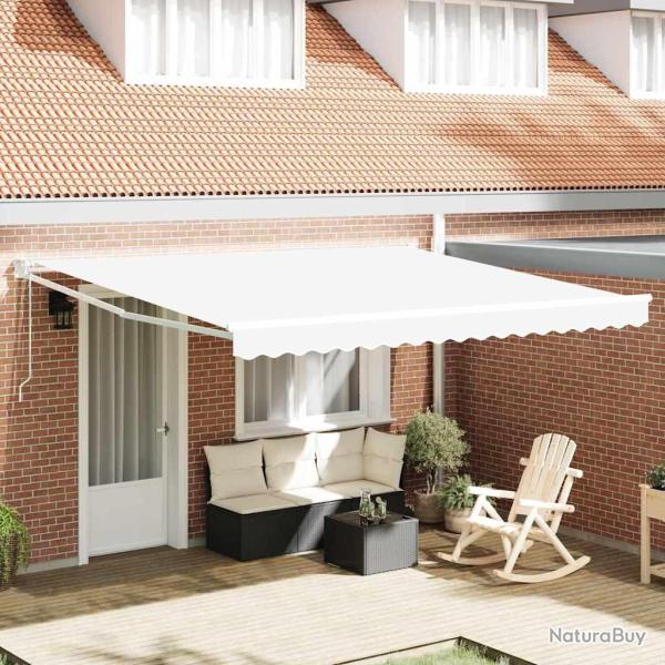 Auvent R�tractable Blanc 400 � 300 cm Polyester et Aluminium