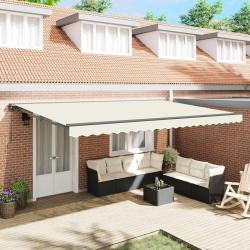 Cadre d'auvent Cr&egrave;me 500 &times; 300 cm Polyester avec rev&ecirc;tement PU