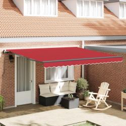 Auvent R&eacute;tractable Rouge 400 &times; 300 cm Tissu et Aluminium