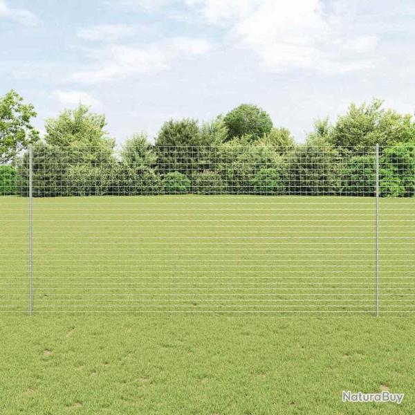 Poteau de cl�ture. 44 pcs Argent� 200 cm Acier