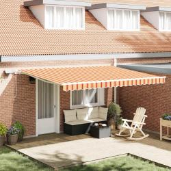 Auvent R&eacute;tractable Jaune et Orange 450 &times; 350 cm Tissu et acier