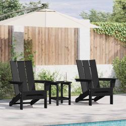 Chaise de jardin 3 pcs Noir 80.5 x 74.5 x 92 cm Poly&eacute;thyl&egrave;ne