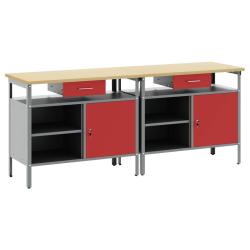 Ensemble d'&eacute;tabli 2 pcs Rouge et Gris 200 x 55 x 85 cm