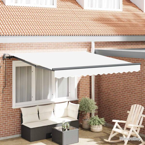 Auvent R�tractable Blanc 300 x 250 cm Tissu et Aluminium