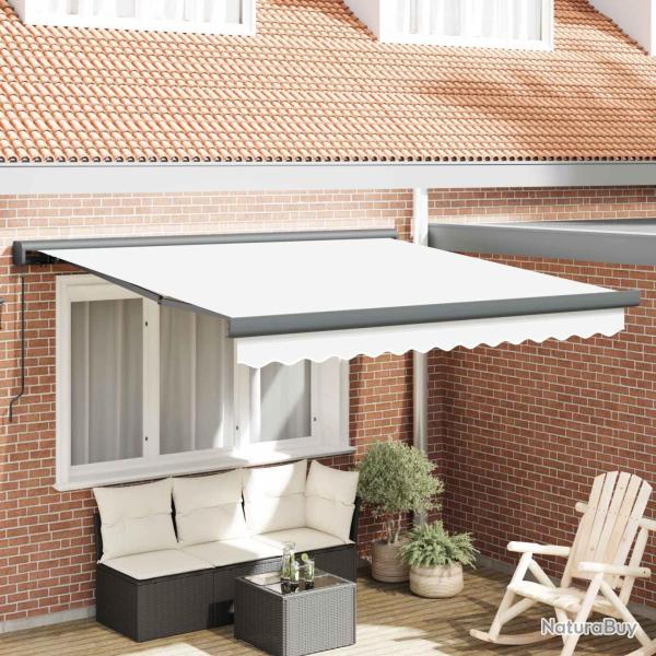Auvent R�tractable Blanc 300 x 250 cm Tissu et M�tal