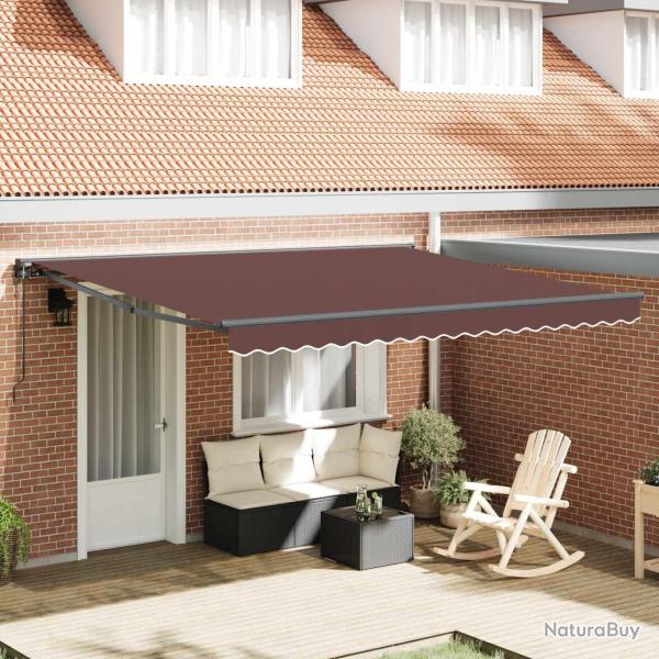 Cadre d'auvent Marron 400 � 300 cm Polyester avec rev�tement PU