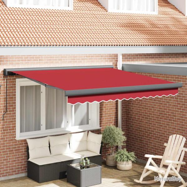 Auvent R�tractable Rouge 300 x 250 cm Tissu et M�tal