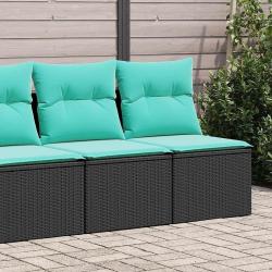 Salon de jardin avec coussins 2 pcs noir r&eacute;sine tress&eacute;e acacia