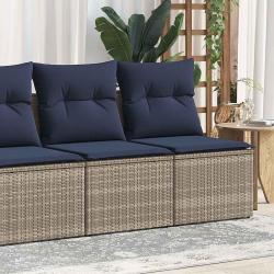 Salon de jardin 2 pcs avec coussins gris r&eacute;sine tress&eacute;e acacia
