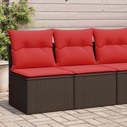 Salon de jardin avec coussins 2pcs marron r&eacute;sine tress&eacute;e acacia
