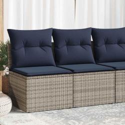 Salon de jardin 2 pcs avec coussins gris r&eacute;sine tress&eacute;e acacia
