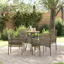 Ensemble de salle &agrave; manger pour jardin 5 pcs Gris polyrotin
