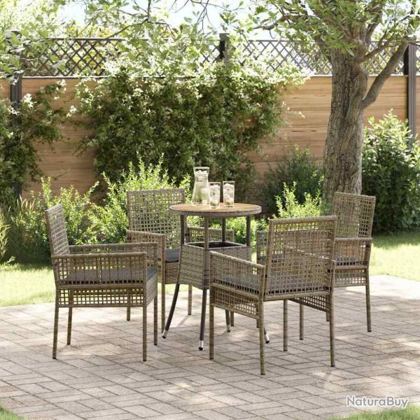 Ensemble de salle � manger pour jardin 5 pcs Gris polyrotin