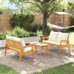 Ensemble bistrot avec coussin 3 pcs Marron Bois d'Acacia Massif