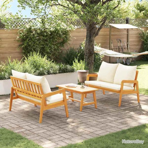 Ensemble bistrot avec coussin 3 pcs Marron Bois d'Acacia Massif