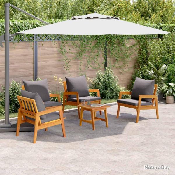 Ensemble bistrot avec coussin 5 pcs Marron Bois d'Acacia Massif