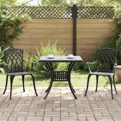 Ensemble de tables de jardin 3 pcs Noir Aluminium coul&eacute;