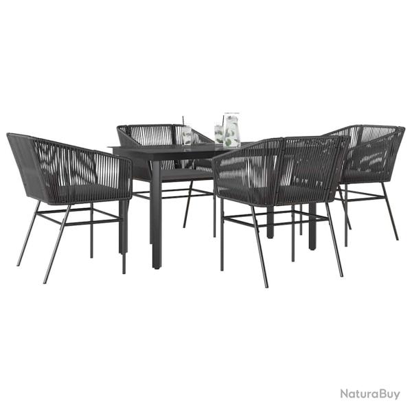 Ensemble � manger de jardin et coussins 5 pcs noir rotin verre