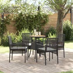 Ensemble de salle &agrave; manger pour jardin 5 pcs Noir polyrotin