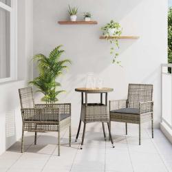 Ensemble de salle &agrave; manger pour jardin 3 pcs Gris polyrotin