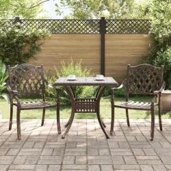 Ensemble de tables de jardin 3 pcs Bronze Aluminium coul&eacute;