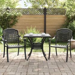 Ensemble de tables de jardin 3 pcs Noir Aluminium coul&eacute;
