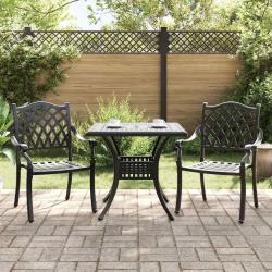 Ensemble de tables de jardin 3 pcs Noir Aluminium coul&eacute;