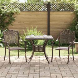 Ensemble de tables de jardin 3 pcs Bronze Aluminium coul&eacute;