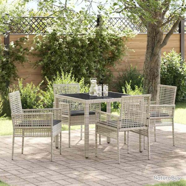 Ensemble de salle � manger pour jardin 5 pcs Gris clair