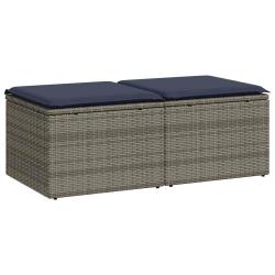 Salon de jardin 2 pcs avec coussins gris r&eacute;sine tress&eacute;e acacia