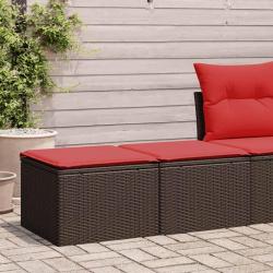Salon de jardin avec coussins 2pcs marron r&eacute;sine tress&eacute;e acacia