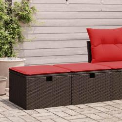 Salon de jardin avec coussins 2pcs marron r&eacute;sine tress&eacute;e acacia