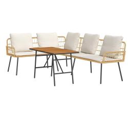 Ensemble de canap&eacute; de jardin 2 pcs Beige polyrotin