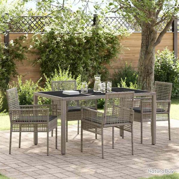 Ensemble de salle � manger pour jardin 5 pcs Gris polyrotin