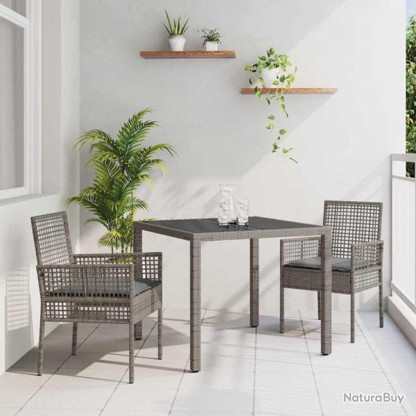 Ensemble de salle � manger pour jardin 3 pcs Gris polyrotin