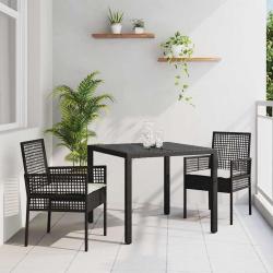 Ensemble de salle &agrave; manger pour jardin 3 pcs Noir polyrotin