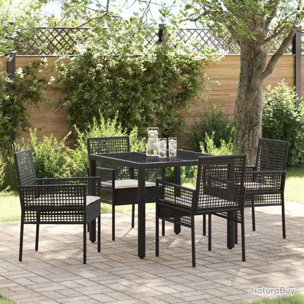 Ensemble de salle � manger pour jardin 5 pcs Noir polyrotin