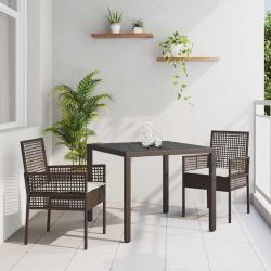 Ensemble de salle &agrave; manger pour jardin 3 pcs Marron polyrotin