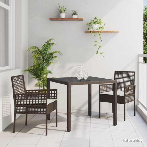 Ensemble de salle � manger pour jardin 3 pcs Marron polyrotin