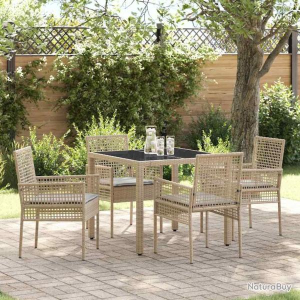 Ensemble de salle � manger pour jardin 5 pcs Beige polyrotin