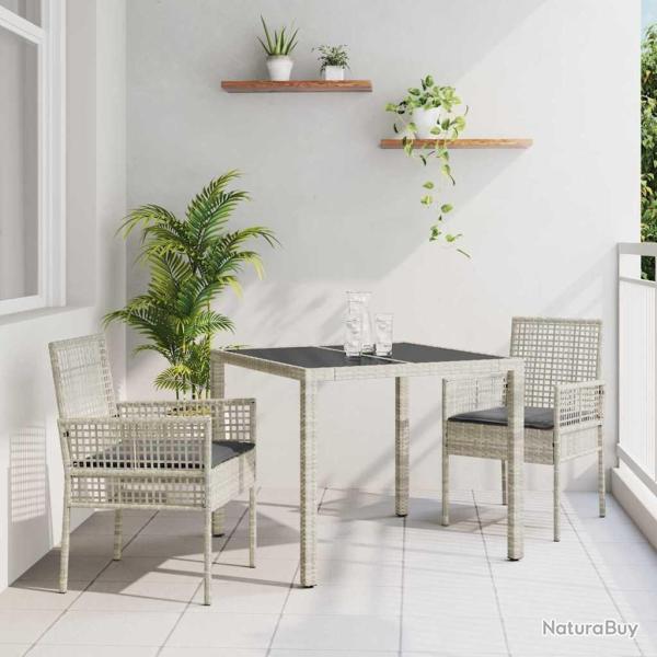 Ensemble de salle � manger pour jardin 3 pcs Gris clair