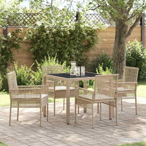Ensemble de salle � manger pour jardin 5 pcs Beige polyrotin