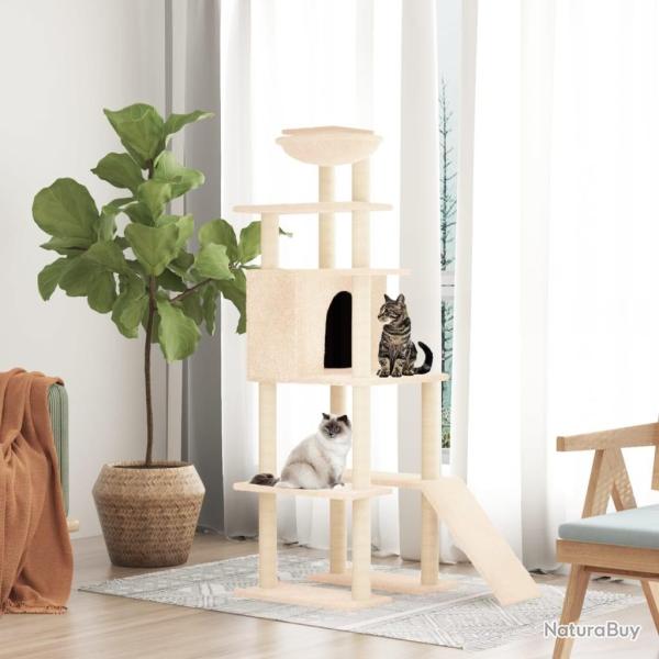 Arbre � chat avec griffoirs en sisal Cr�me 166 cm