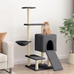 Arbre &agrave; chat avec griffoirs en sisal gris fonc&eacute; 130,5 cm