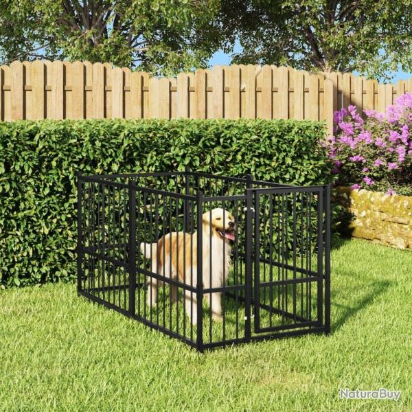 Chenil pour chien Noir 193,5x97x100 cm Acier