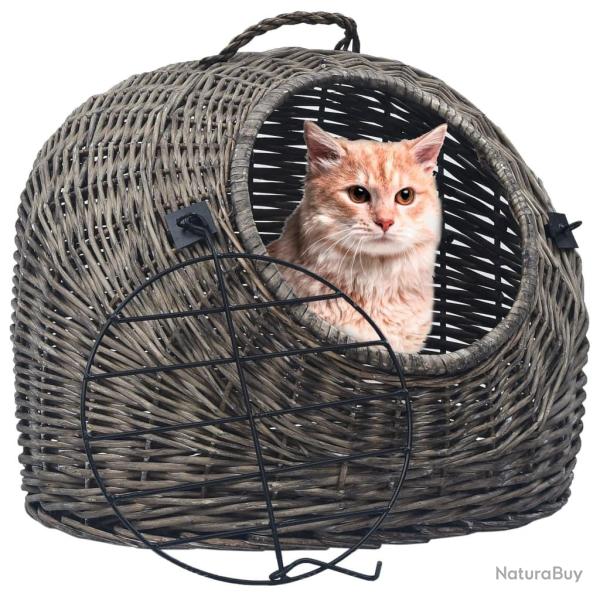 Cage de transport pour chats Gris 60x45x45 cm Saule naturel