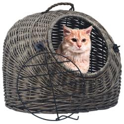 Cage de transport pour chats Gris 45x35x35 cm Saule naturel