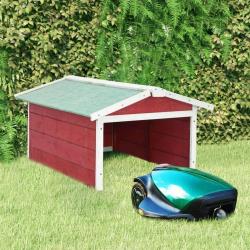 Garage de tondeuse &agrave; gazon 72x87x50 cm Rouge et blanc Sapin
