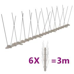 Ensemble de 6 pointes &agrave; 2 rang&eacute;es contre oiseaux Plastique 3 m