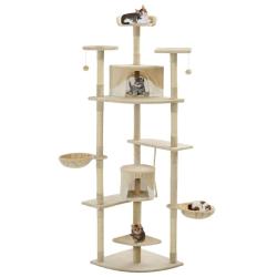 Arbre &agrave; chat avec griffoirs en sisal 203 cm Beige et Blanc